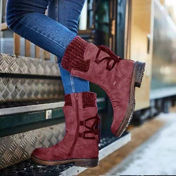 Γυναικείες Χειμερινές Μπότες Χιονιού Warm Back Lace Up